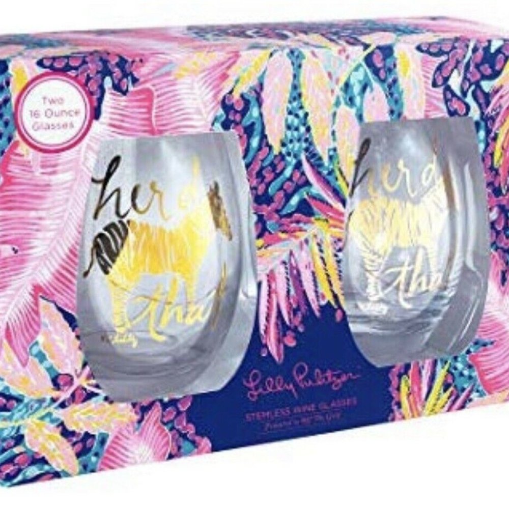 LILLY PULITZER Set of 2 Stemless Wine Glasses